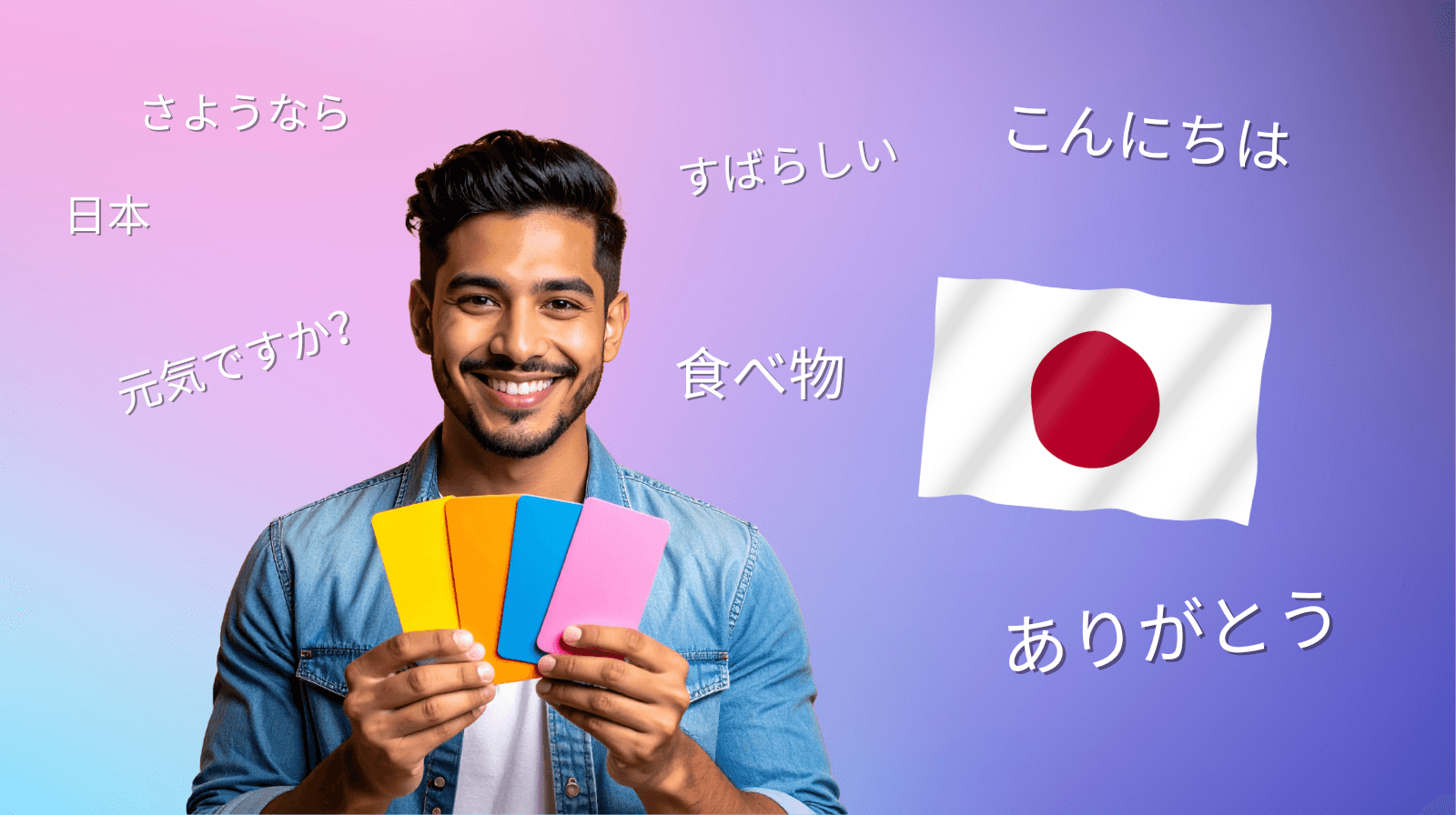 A person studying with flashcards.